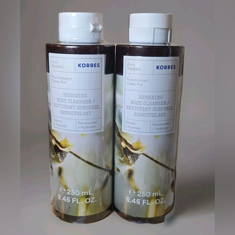Korres 2X Pure Cotton Body Cleanser full size 8.45 oz each